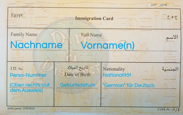 Immigrationskarte-ägypten-Ausfüllhilfe-deutsch